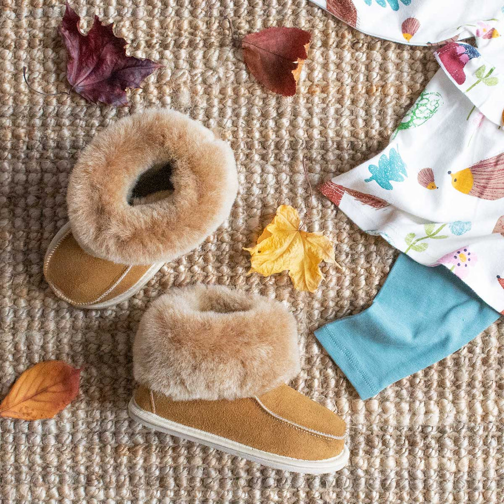 Kids Aesop Sheepskin Slippers - Chestnut