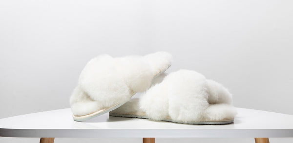 NEW Sula Handmade Sheepskin Cross Sliders