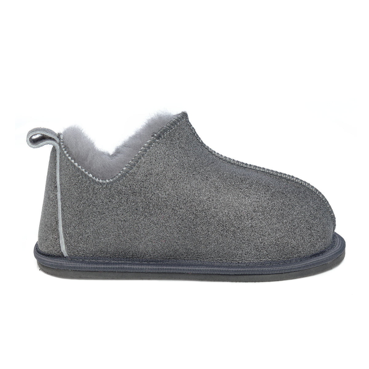 Kids Alpin Sheepskin Slippers - Grey Distressed Leather