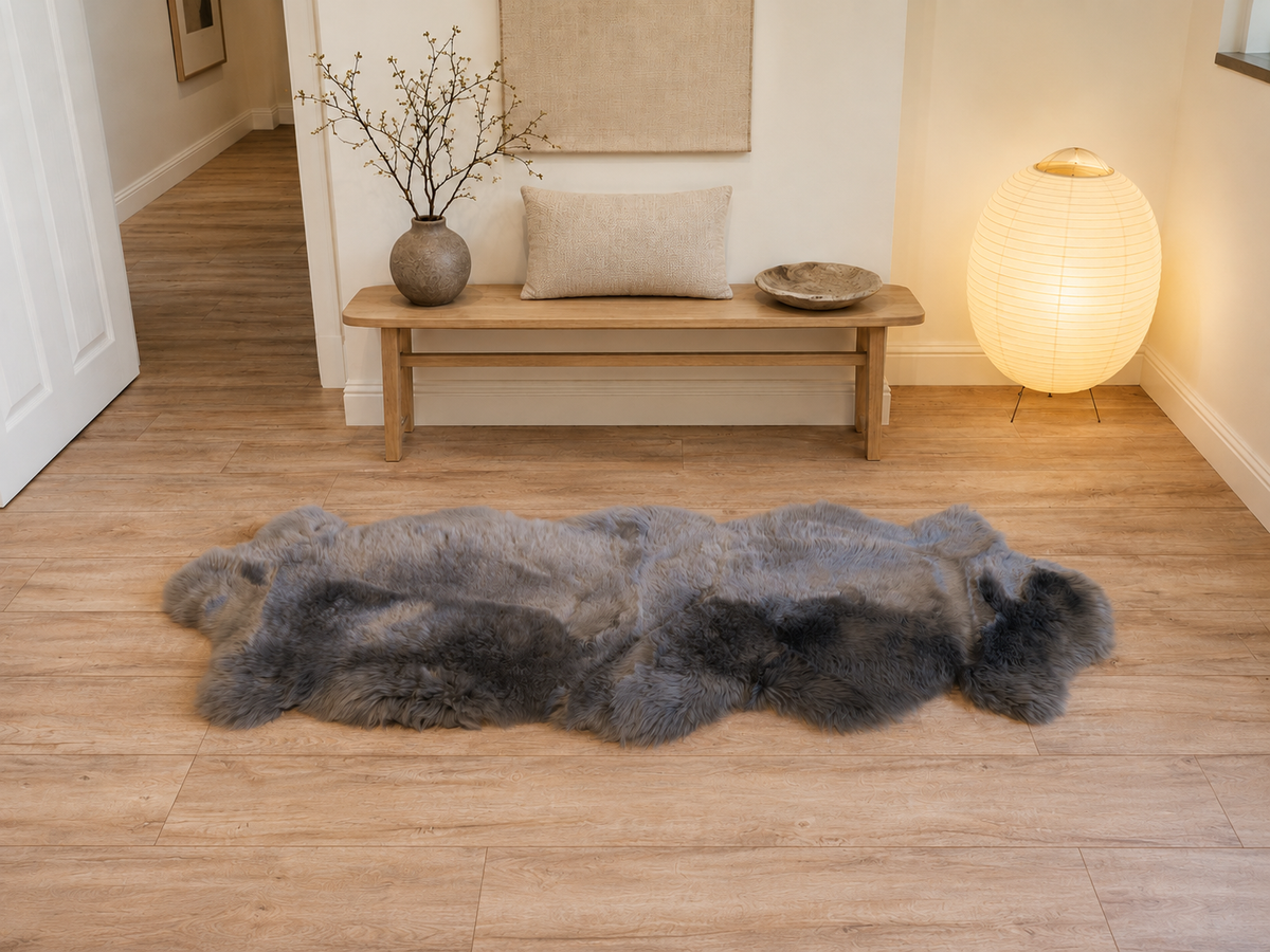 Grey Double Sheepskin Rug