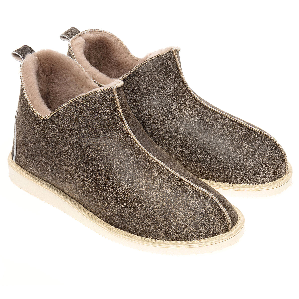 Alpin Sheepskin Slippers - Nutmeg Distressed Leather