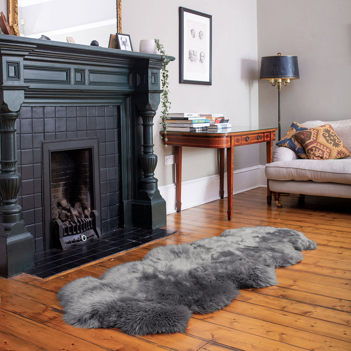 Grey Double Sheepskin Rug