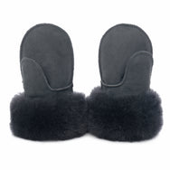 Children's Sheepskin Suede Mittens - Graphite Grey