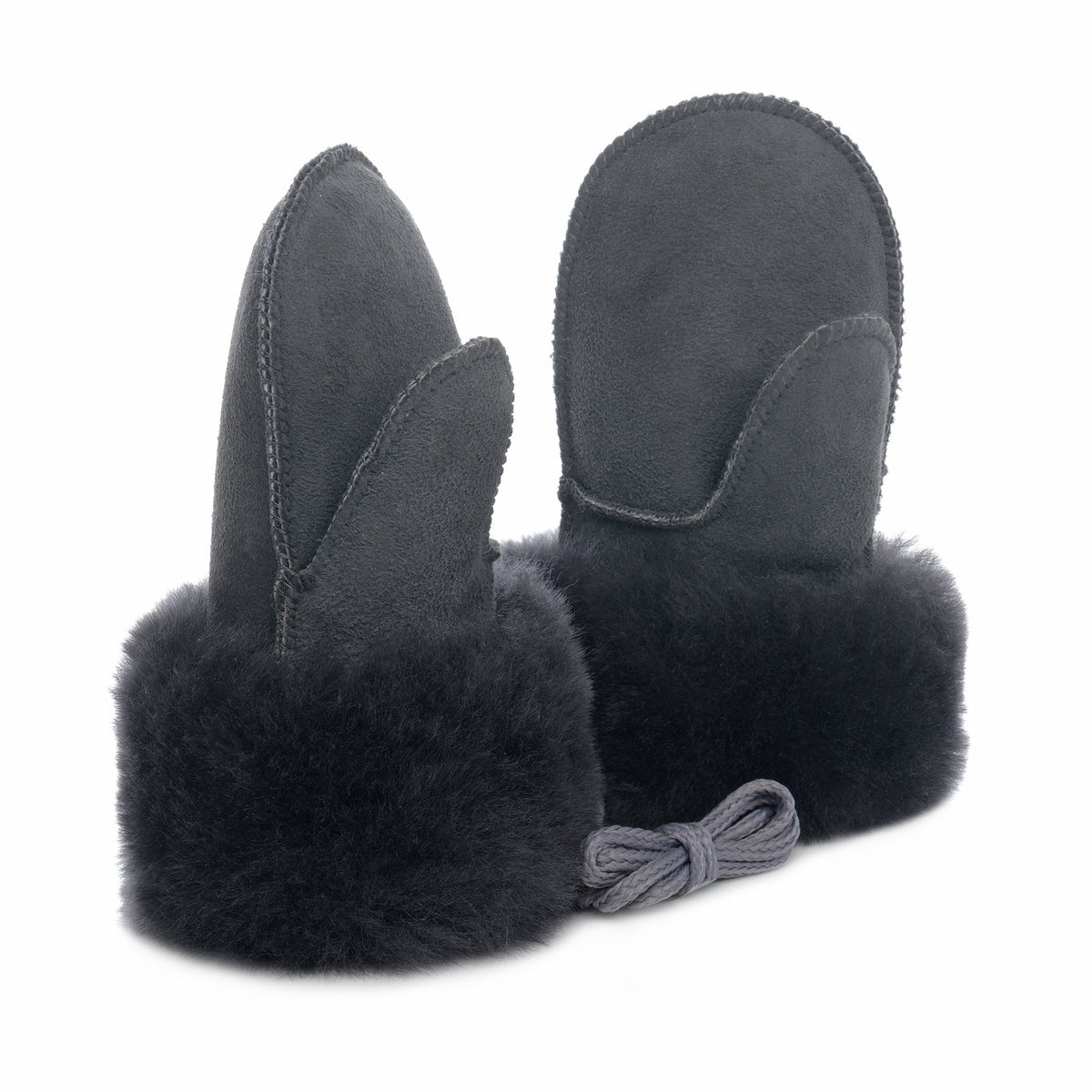 Children's Sheepskin Suede Mittens - Graphite Grey