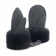 Children's Sheepskin Suede Mittens - Graphite Grey