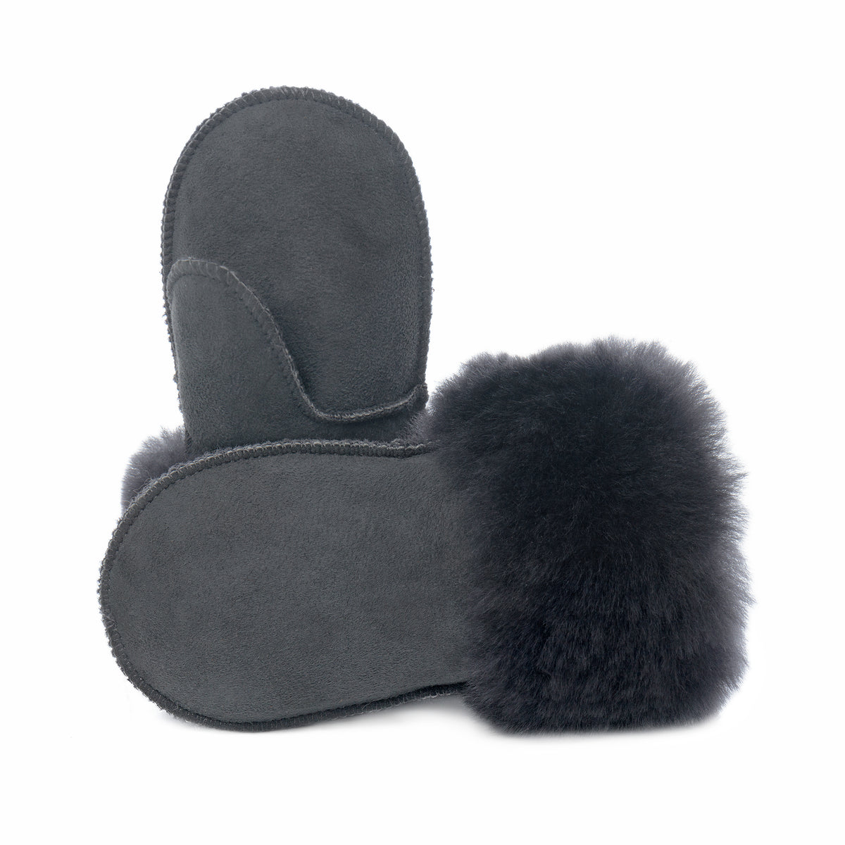 Children's Sheepskin Suede Mittens - Graphite Grey