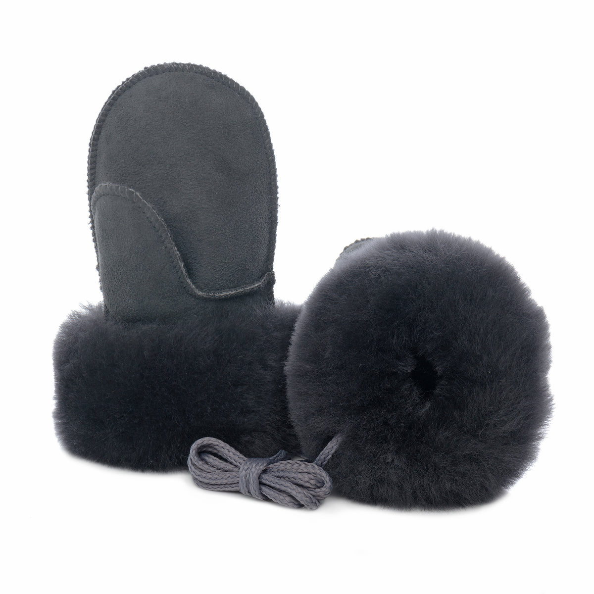 Children's Sheepskin Suede Mittens - Graphite Grey