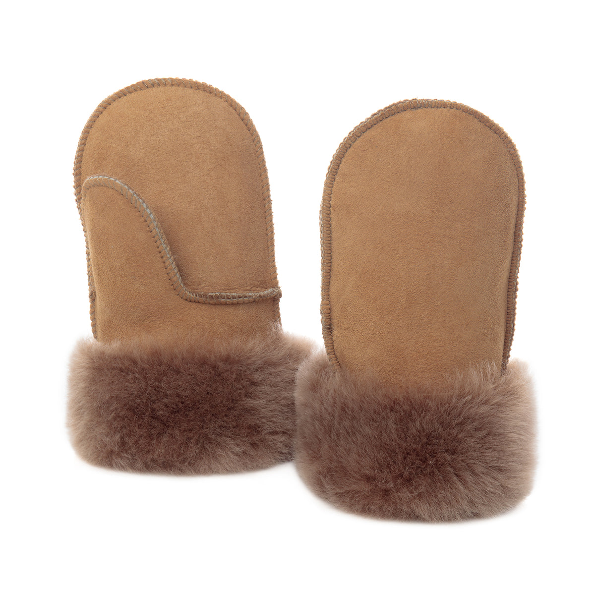 Children's Sheepskin Suede Mittens - Honey