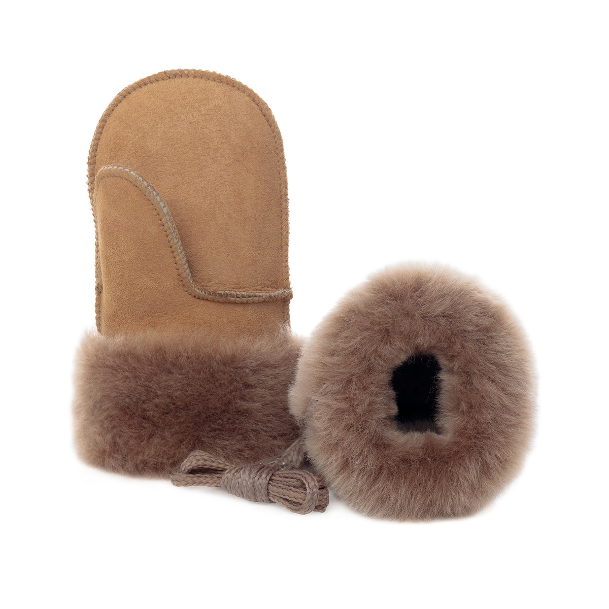 Children's Sheepskin Suede Mittens - Honey