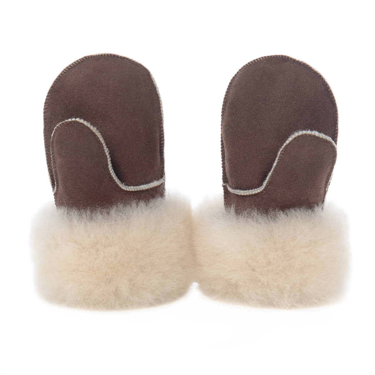 Children's Sheepskin Suede Mittens - Cappuccino