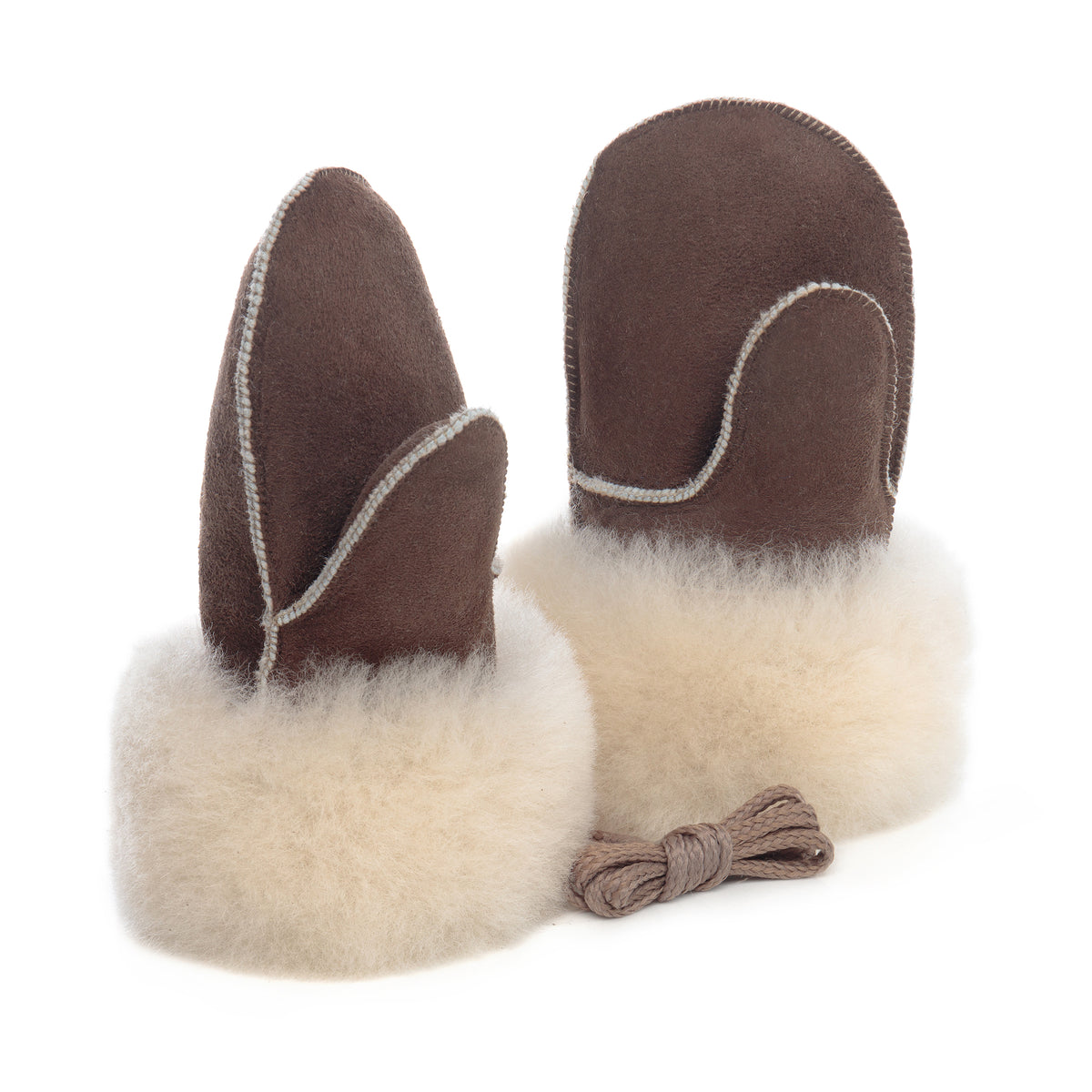 Children's Sheepskin Suede Mittens - Cappuccino