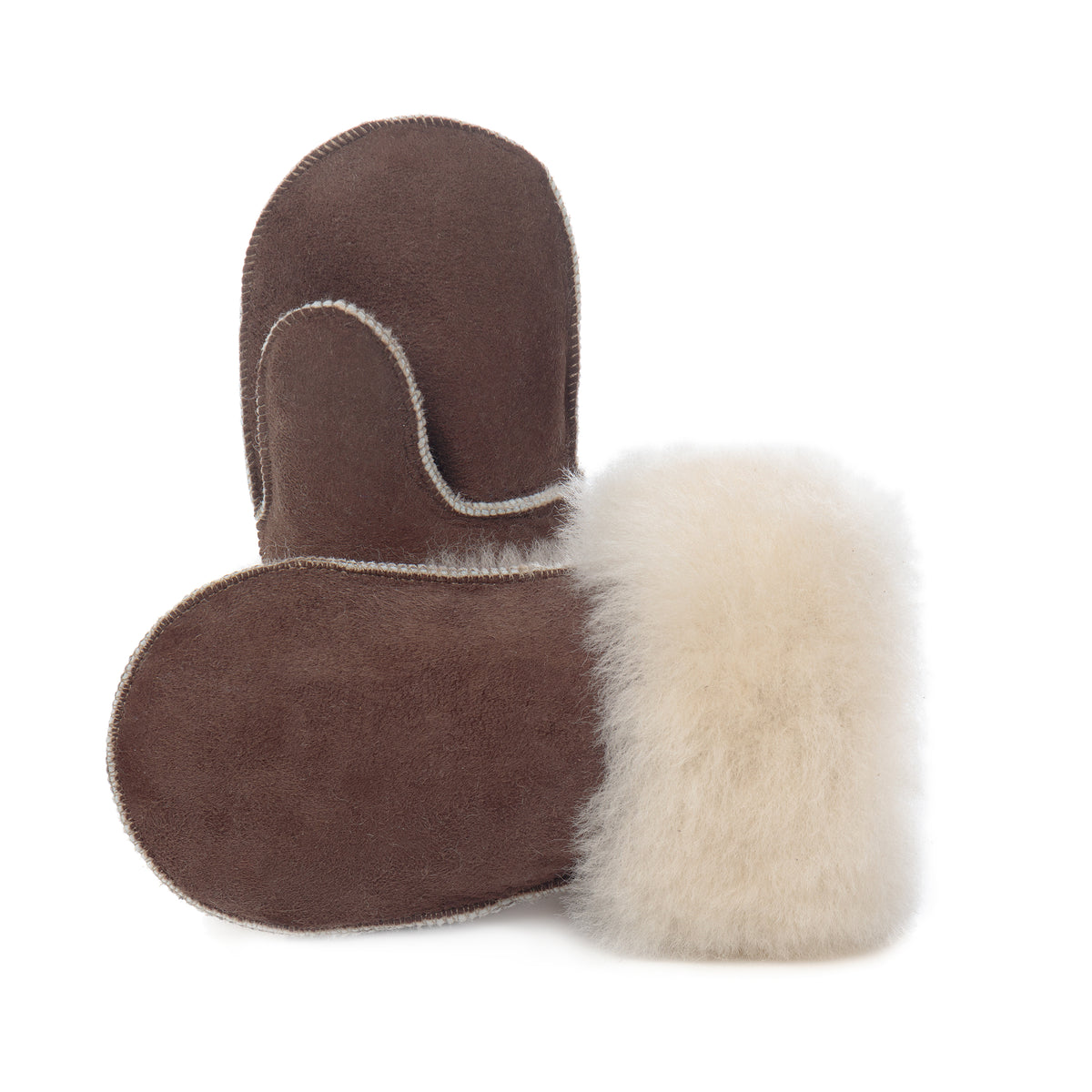 Children's Sheepskin Suede Mittens - Cappuccino