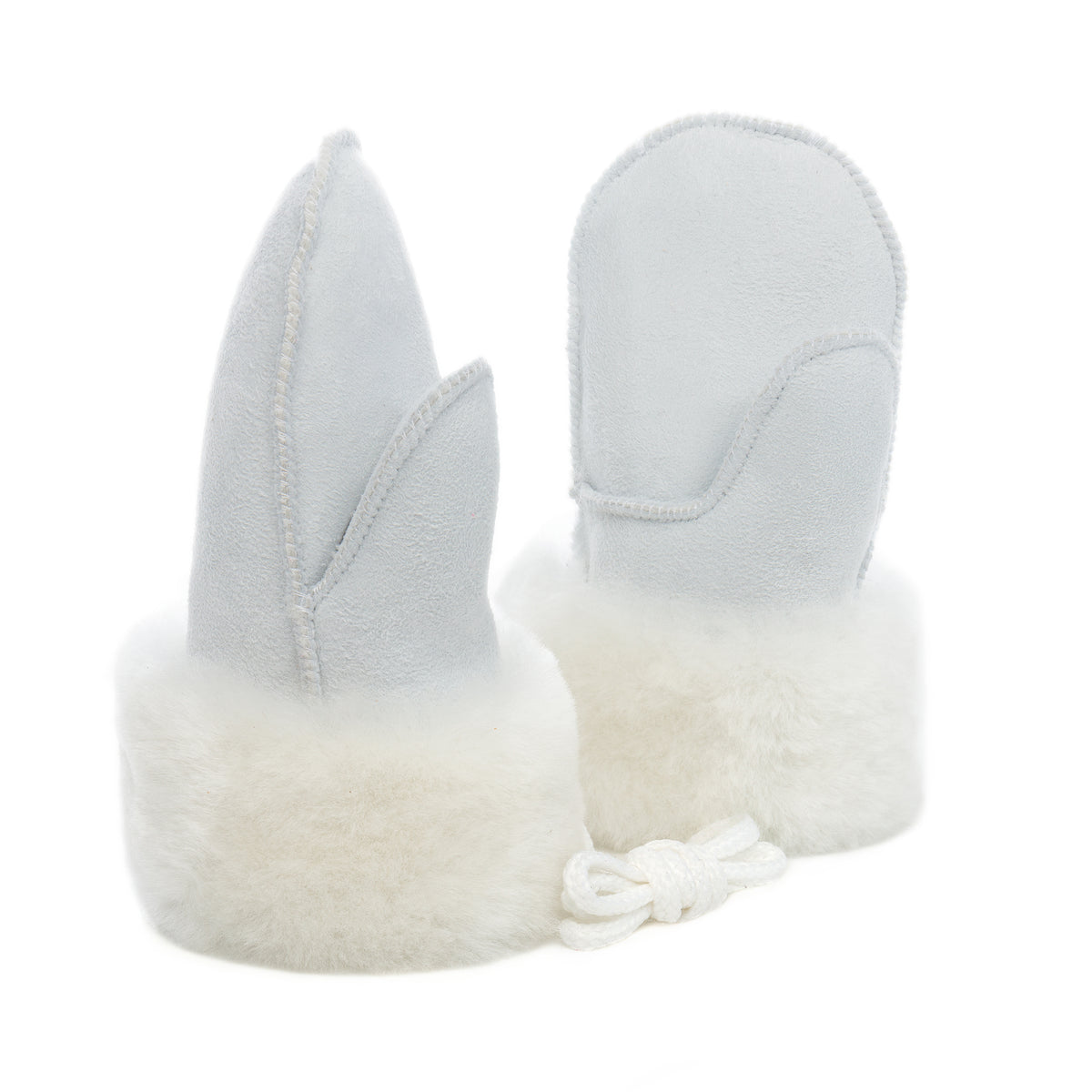 Children's Sheepskin Suede Mittens - White