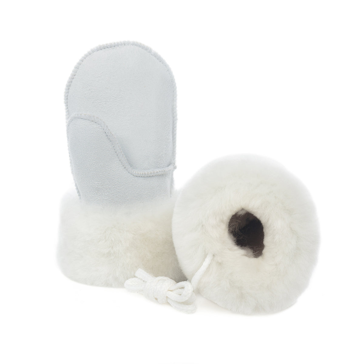 Children's Sheepskin Suede Mittens - White