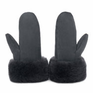 Women's Sheepskin Suede Mittens - Graphite Grey