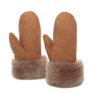 Women's Sheepskin Suede Mittens - Honey