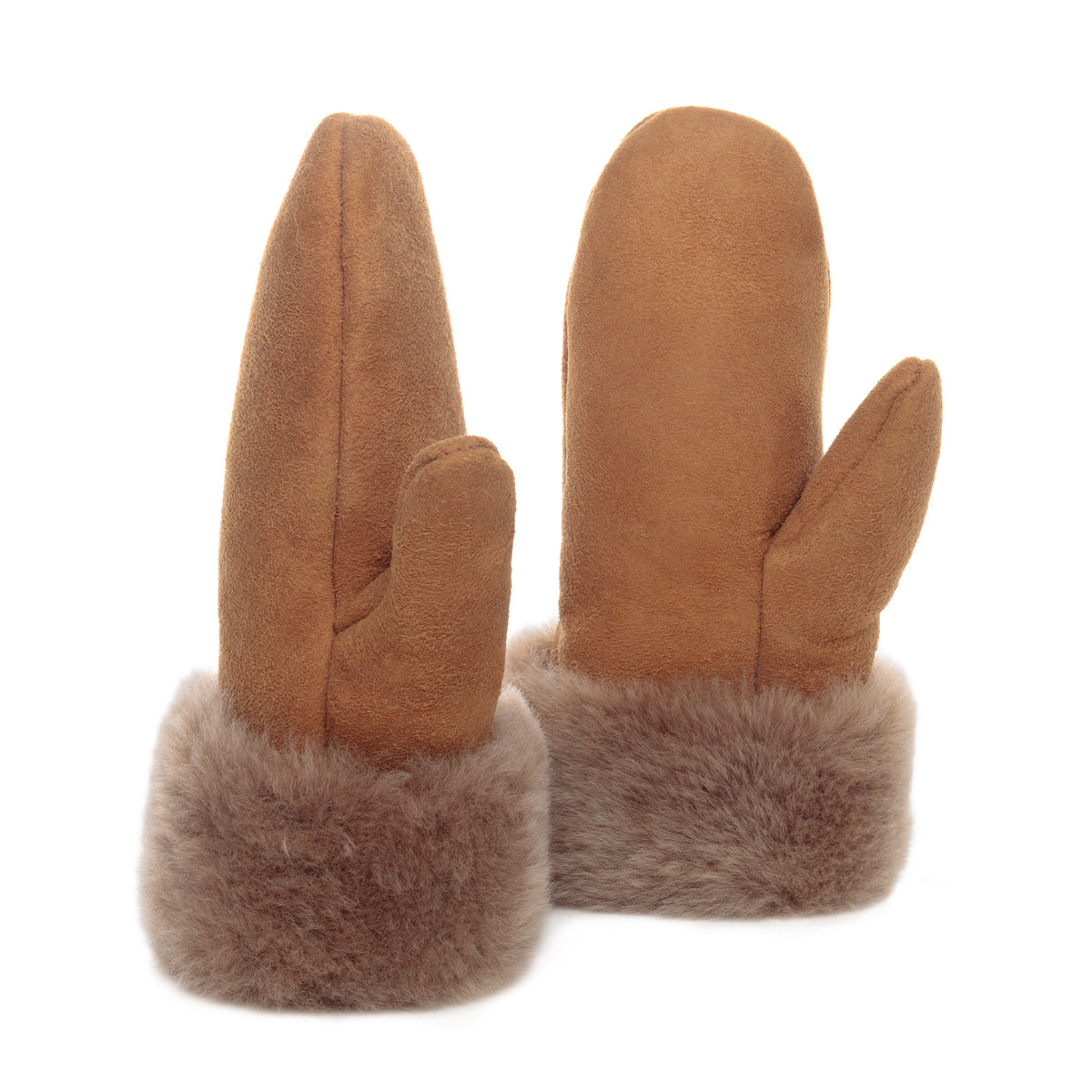 Women's Sheepskin Suede Mittens - Honey