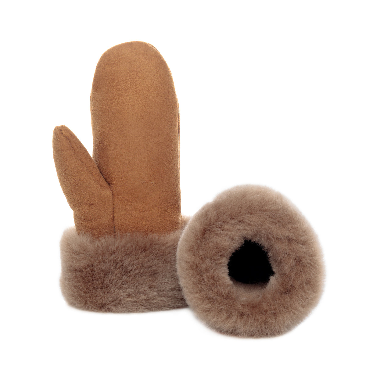 Women's Sheepskin Suede Mittens - Honey