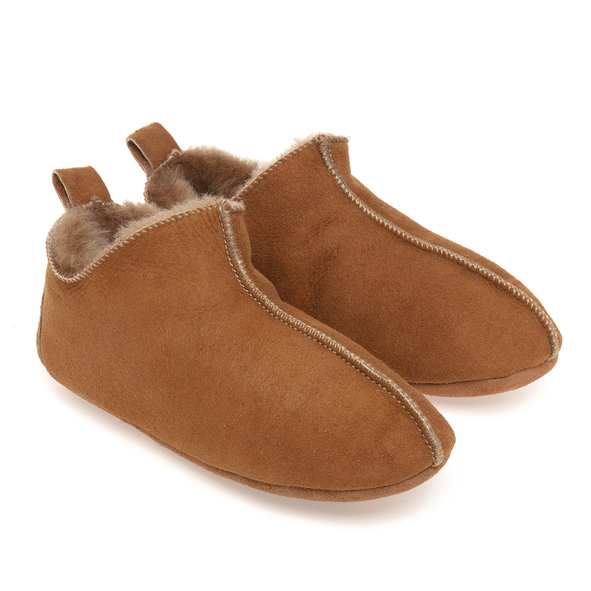 Kids Berit Sheepskin Slippers - Chestnut