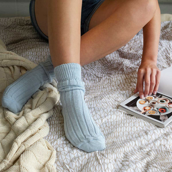 Alpaca Bed Socks - Blue