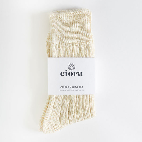 Alpaca Bed Socks - Cream