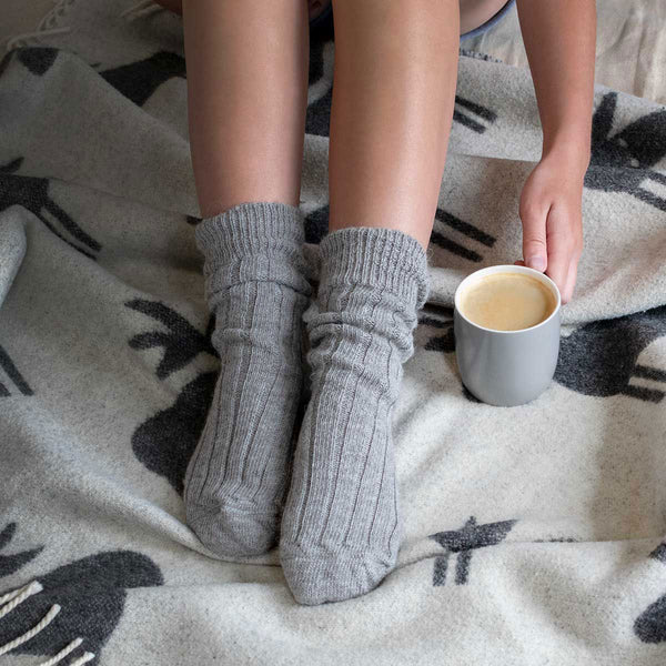 Alpaca Bed Socks - Grey