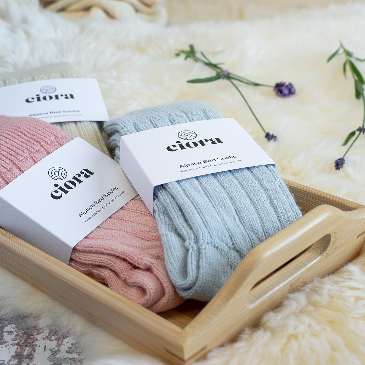 Alpaca Bed Socks - Blue