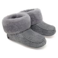 Aster Sheepskin Slippers - Grey Distressed Leather