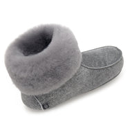 Aster Sheepskin Slippers - Grey Distressed Leather