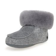 Aster Sheepskin Slippers - Grey Distressed Leather