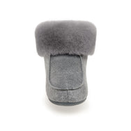 Aster Sheepskin Slippers - Grey Distressed Leather