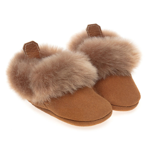 Barra Hand-Stitched Sheepskin Baby Booties - Honey