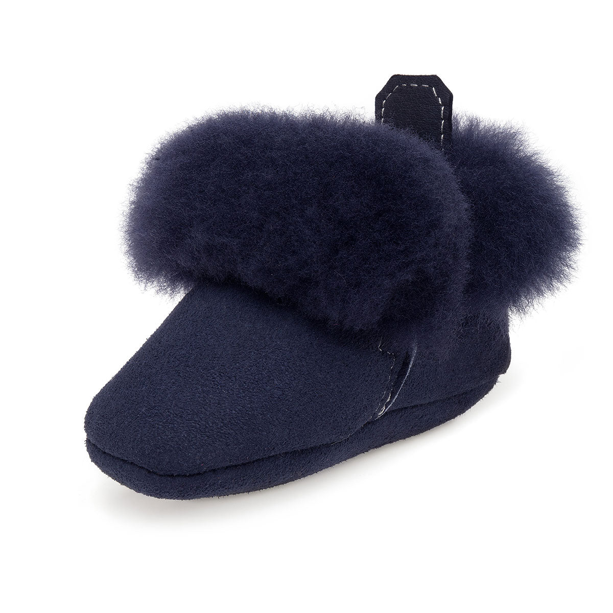 Barra Hand-Stitched Sheepskin Baby Booties - Navy