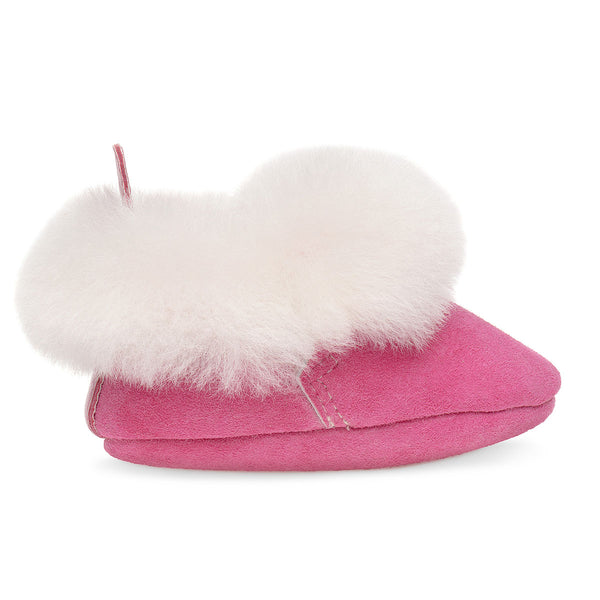 Barra Hand-Stitched Sheepskin Baby Booties - Pink