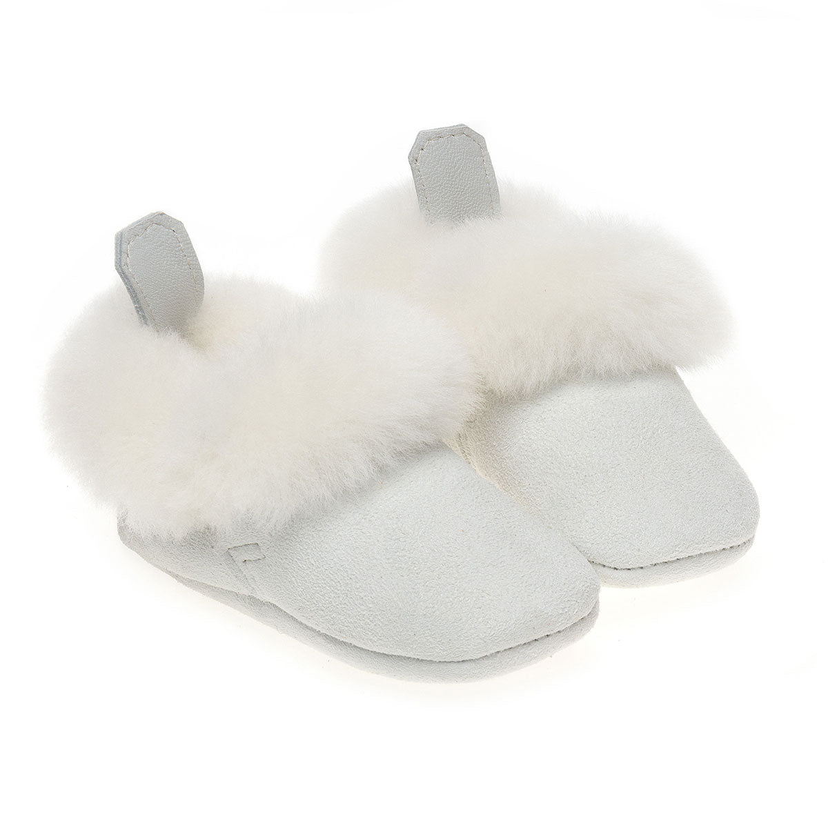 Barra Hand-Stitched Sheepskin Baby Booties - White