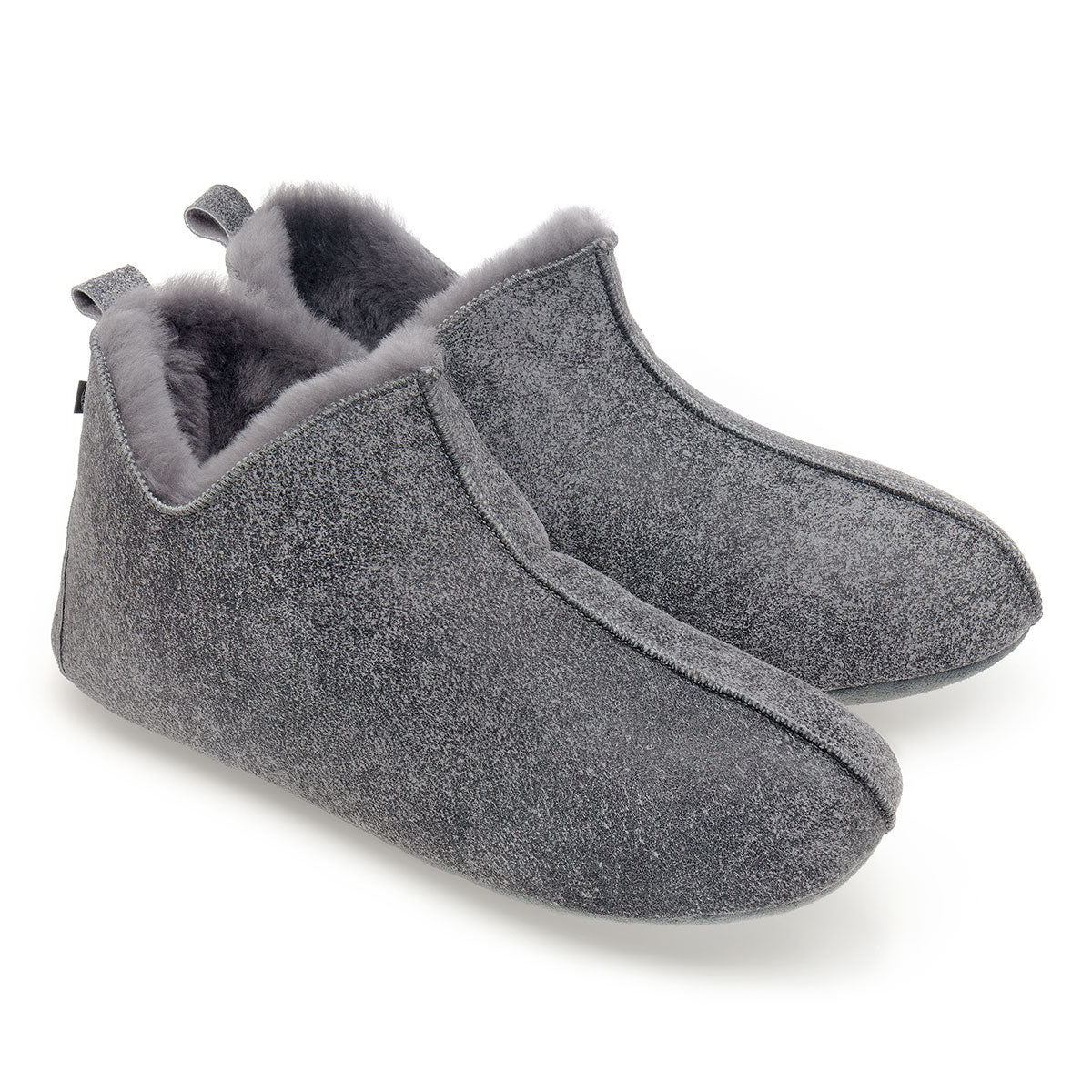 Berit Sheepskin Slippers - Grey Distressed Leather