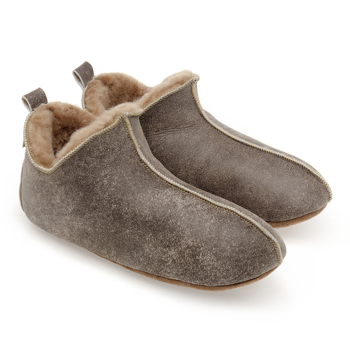 Berit Sheepskin Slippers - Nutmeg Distressed Leather