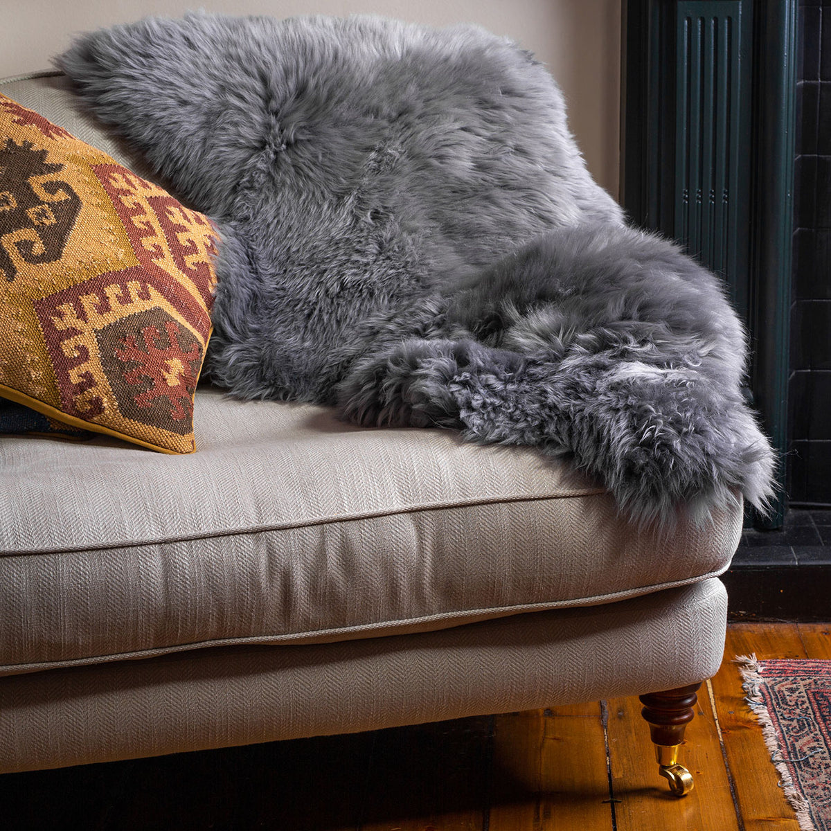 British Grey Single Sheepskin