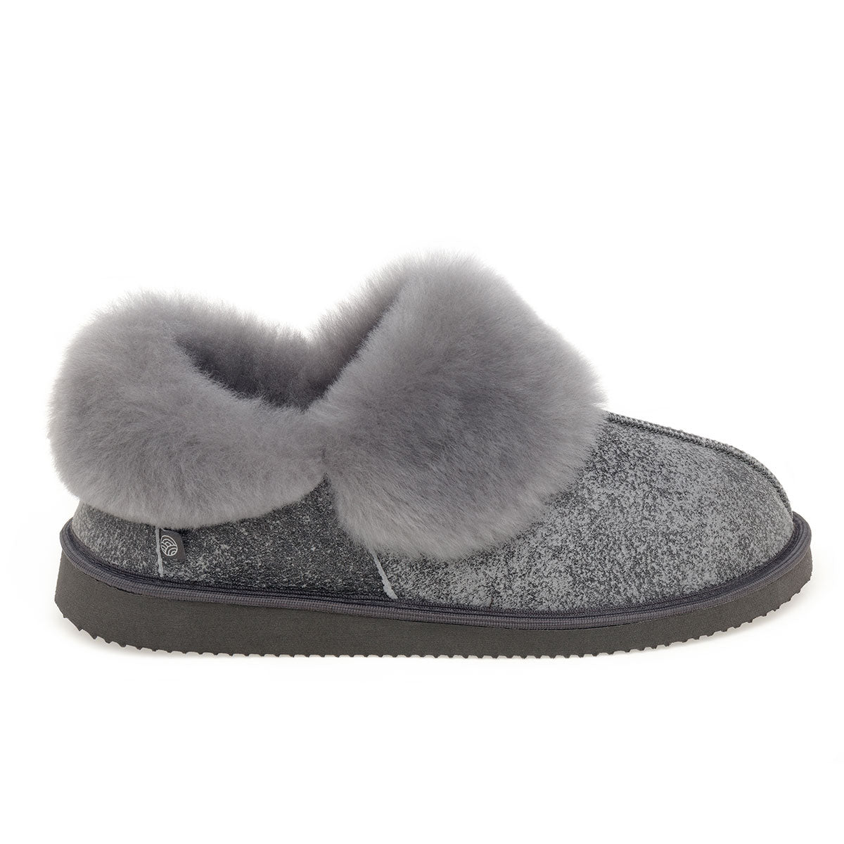 Gael Sheepskin Slippers - Grey Distressed Leather