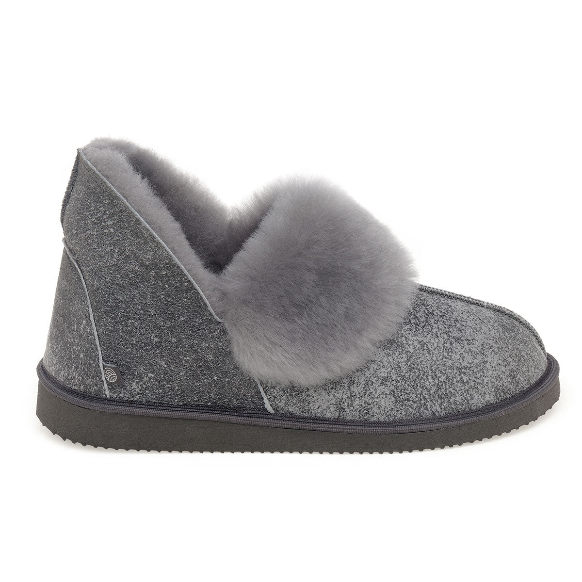 Gael Sheepskin Slippers - Grey Distressed Leather