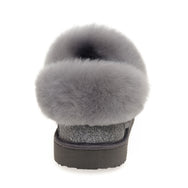 Gael Sheepskin Slippers - Grey Distressed Leather