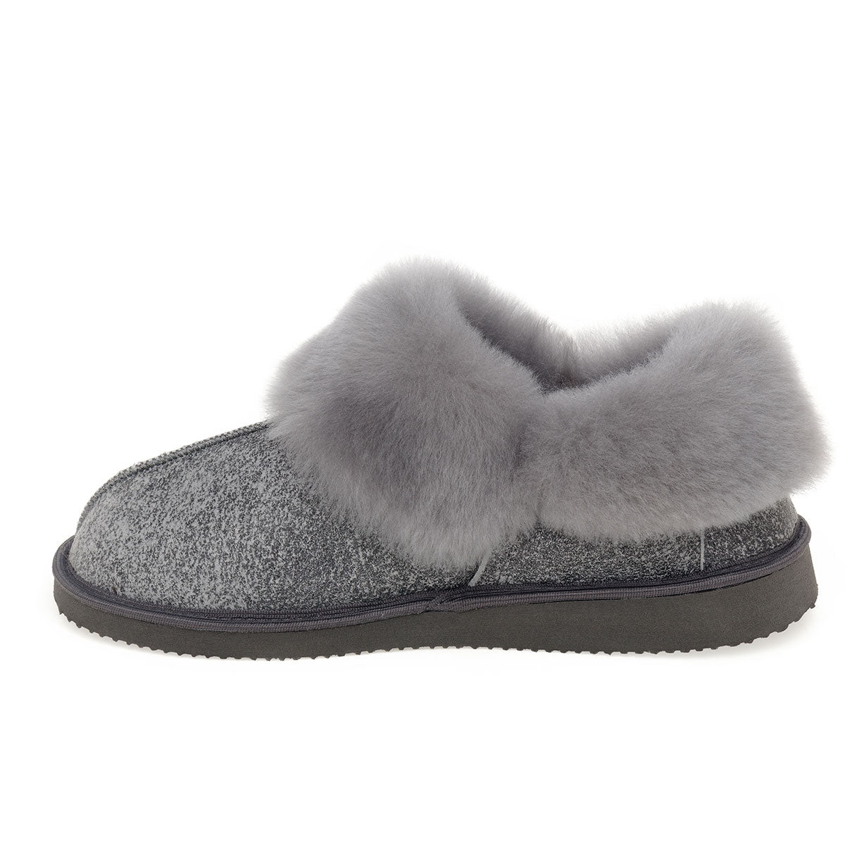 Gael Sheepskin Slippers - Grey Distressed Leather