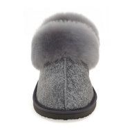 Gael Sheepskin Slippers - Grey Distressed Leather