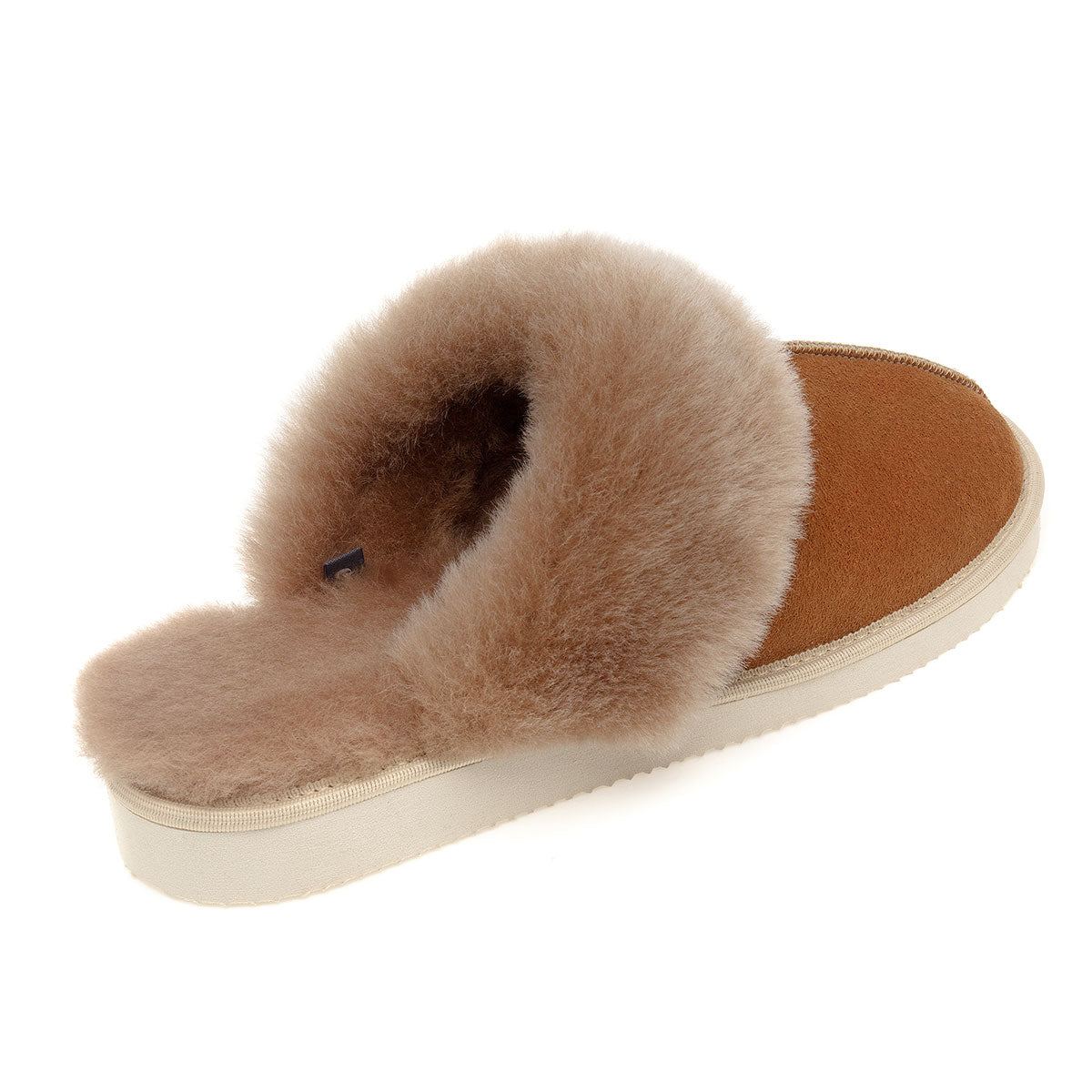 Ines Sheepskin Cuff Mules - Chestnut