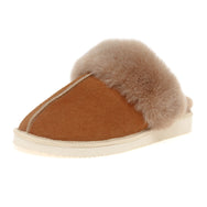 Ines Sheepskin Cuff Mules - Chestnut