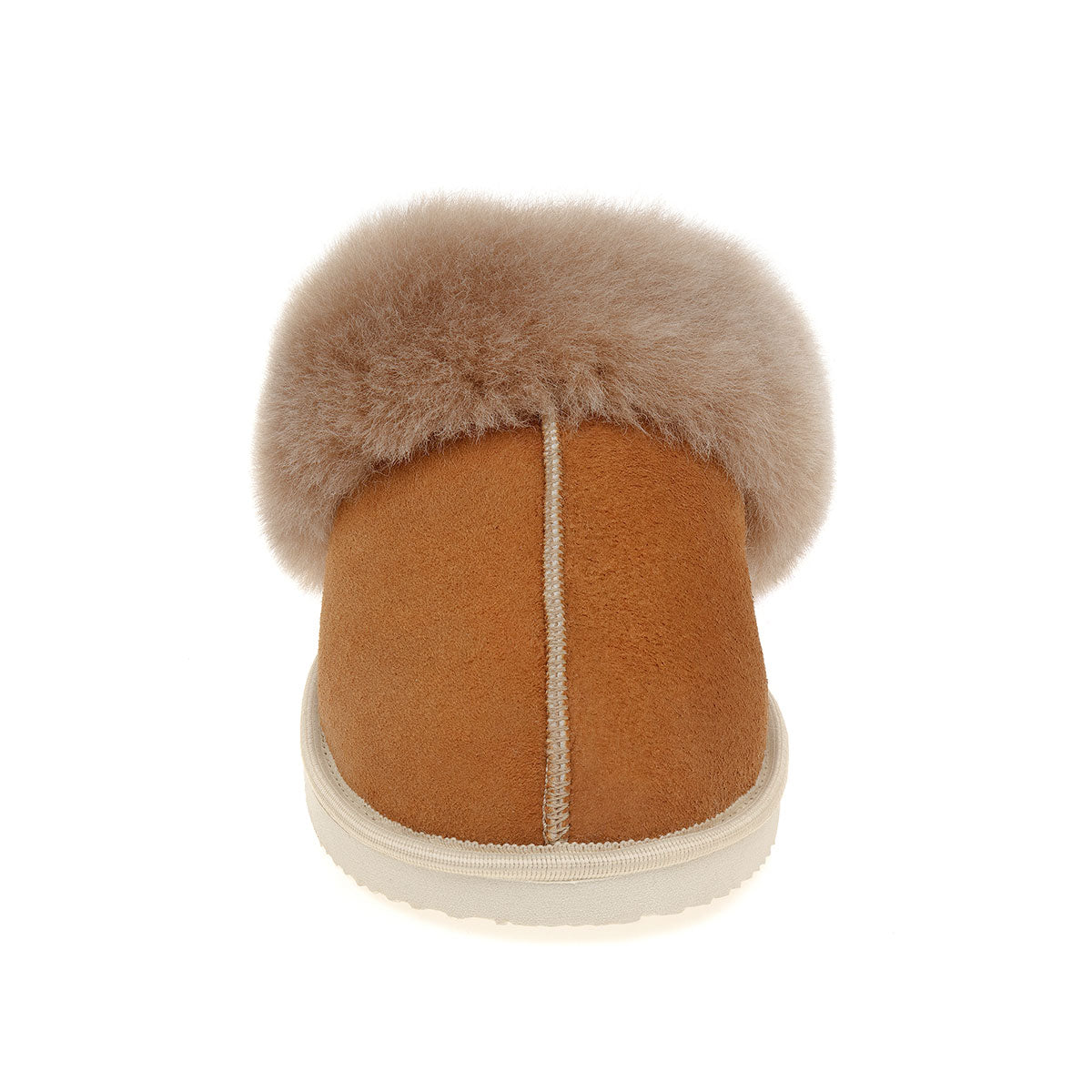 Ines Sheepskin Cuff Mules - Chestnut