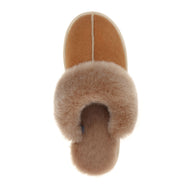 Ines Sheepskin Cuff Mules - Chestnut