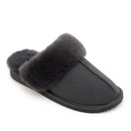 Ines Sheepskin Cuff Mules - Graphite