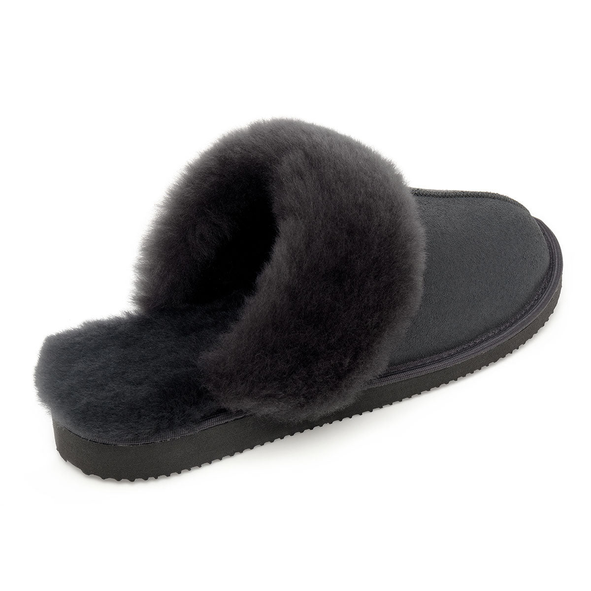 Ines Sheepskin Cuff Mules - Graphite