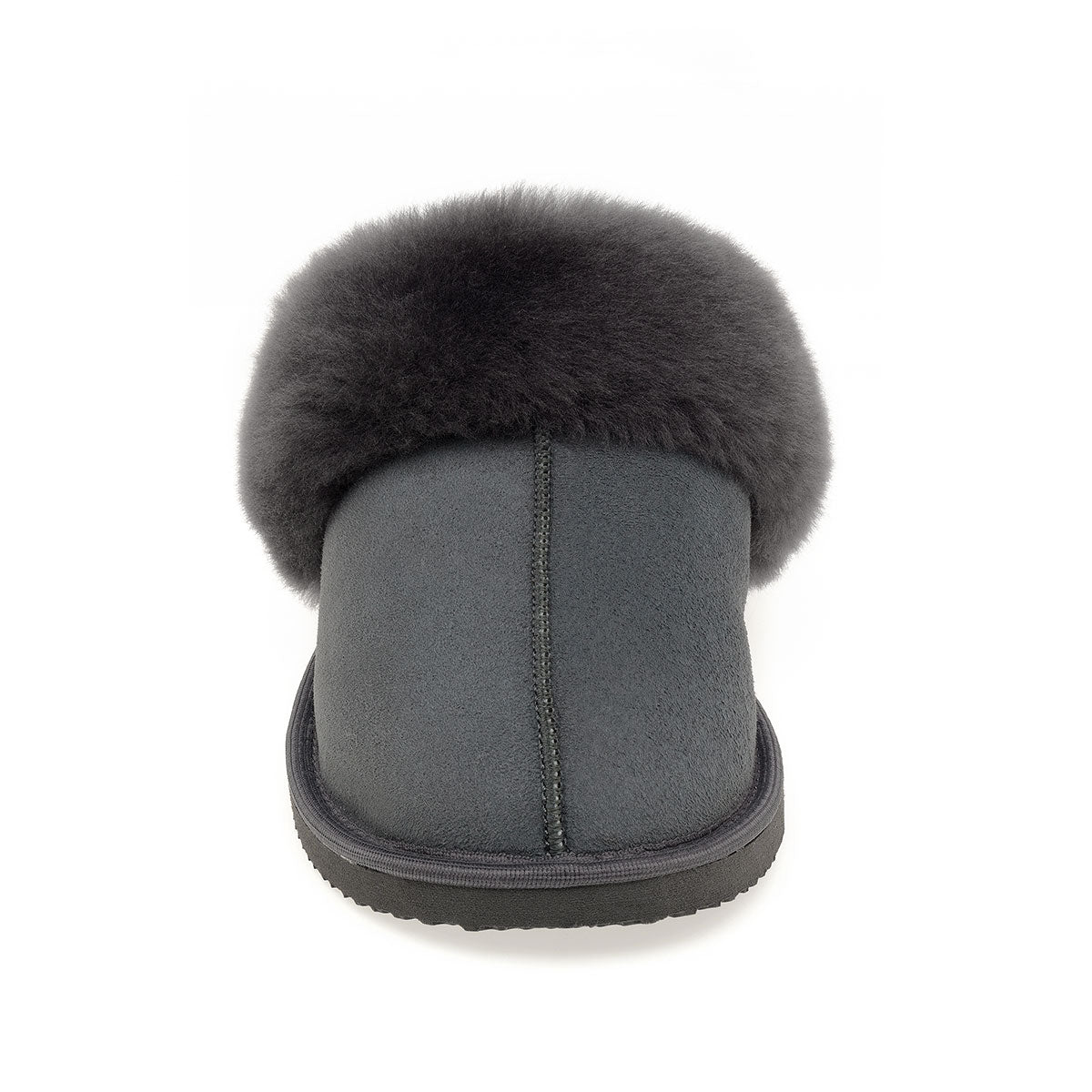 Ines Sheepskin Cuff Mules - Graphite